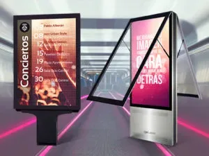 imagen con dos modelos de mupis de led exterior