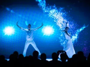pantalla led interactiva con reconocimiento de movimientos en espectaculo televisión